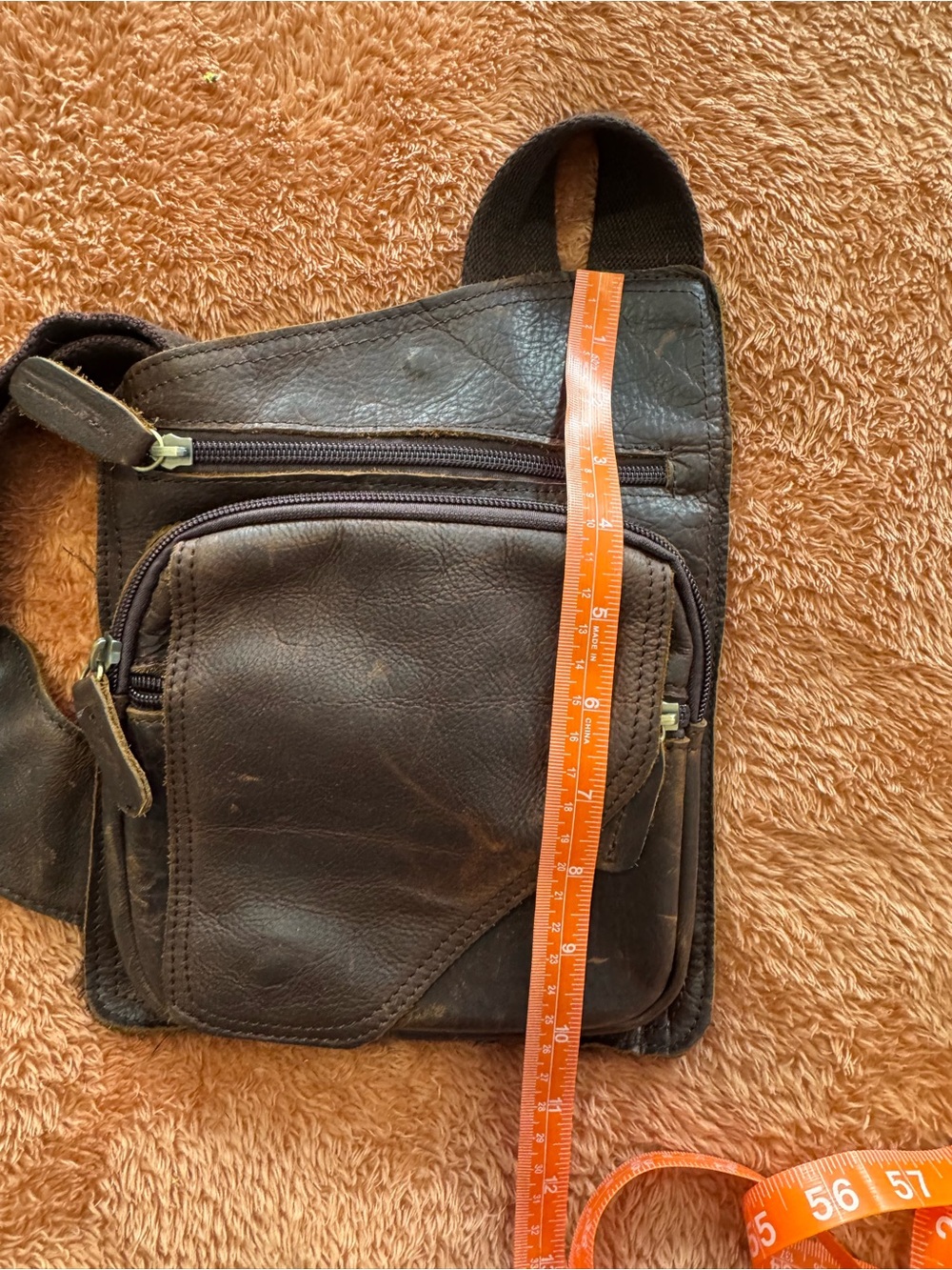 Men's Brown Leather Messenger Crossbody Bag - Picture 16 of 16